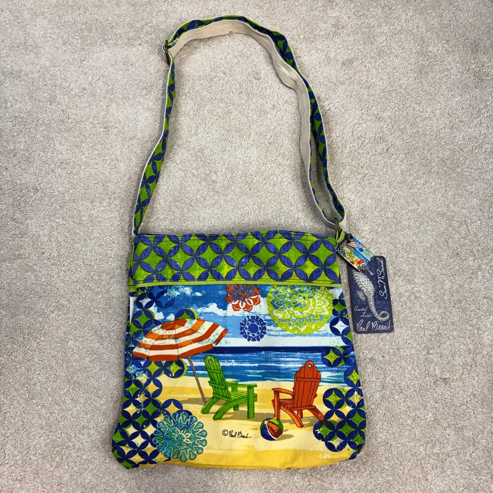 NWT Sun N’ Sand Coastal Life Paul Brent Canvas Beach Artwork Crossbody Bag